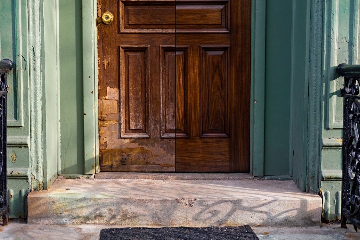 How to protect a newly refinished exterior door